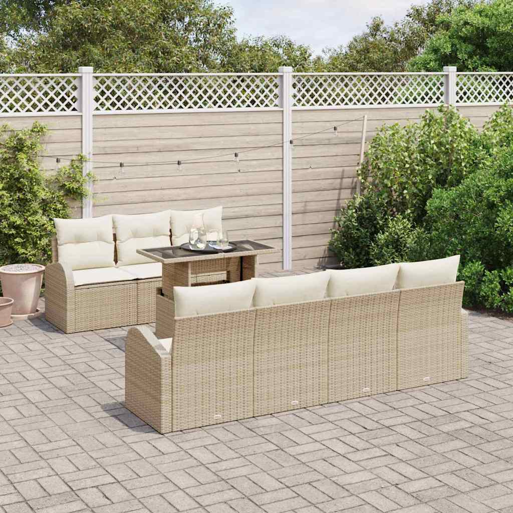 Gartensofa-set 8 stk. Beige Poly-Rattan