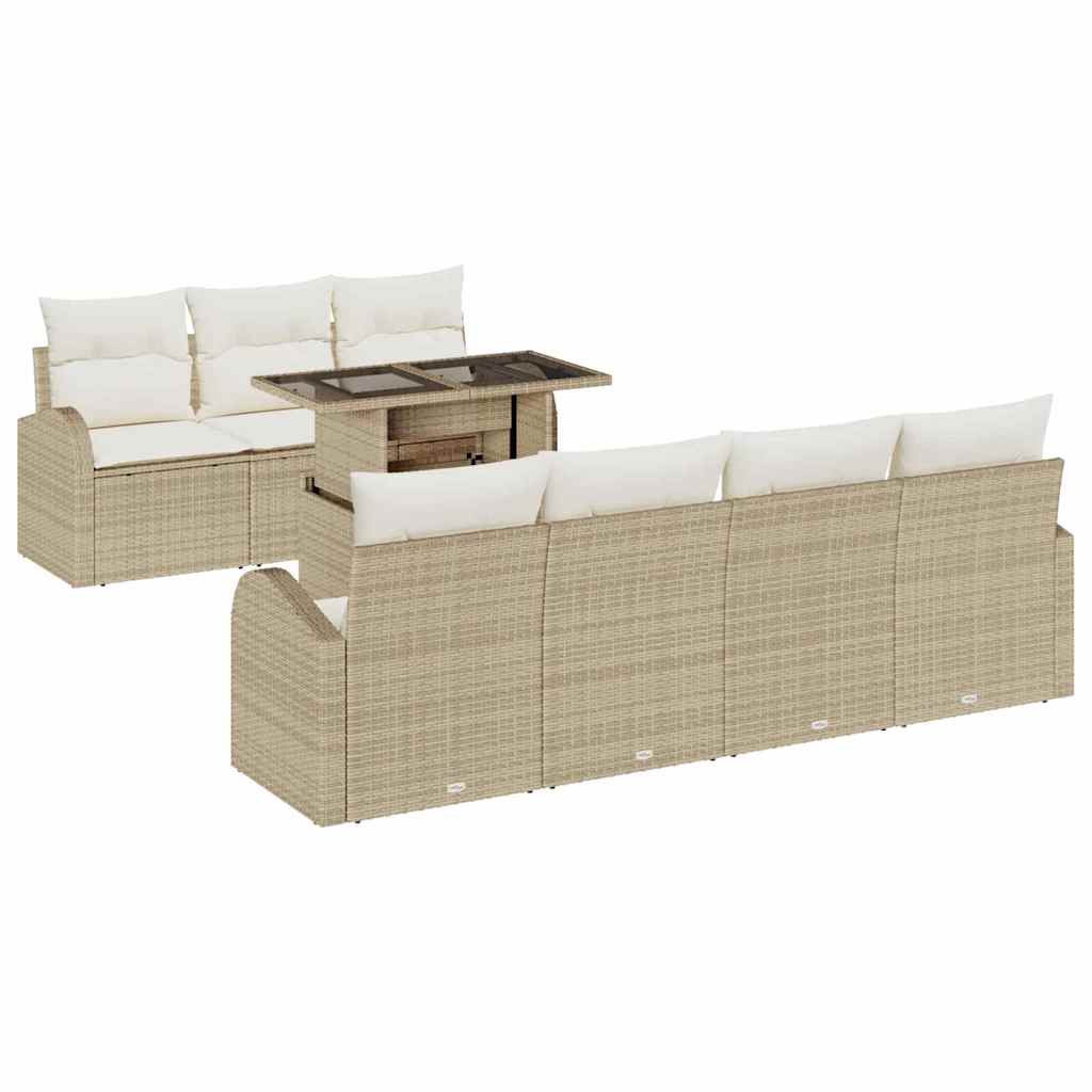 Gartensofa-set 8 stk. Beige Poly-Rattan