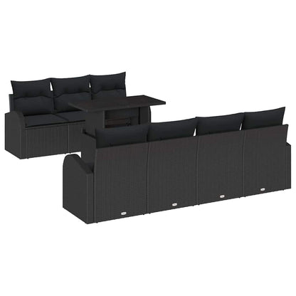 Gartensofa-set 8 stk. Schwarz Poly-Rattan