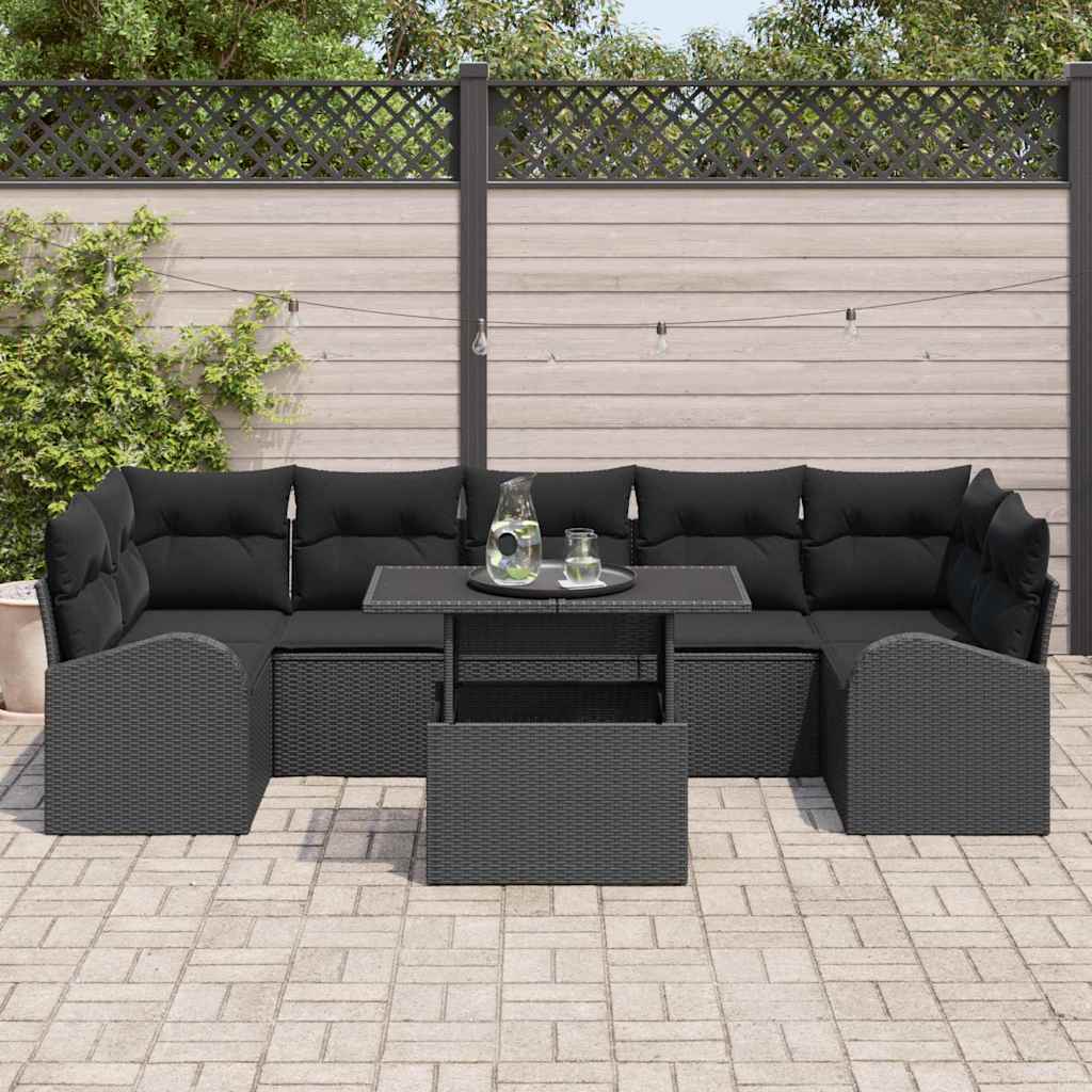 Gartensofa-set 8 stk. Schwarz Poly-Rattan