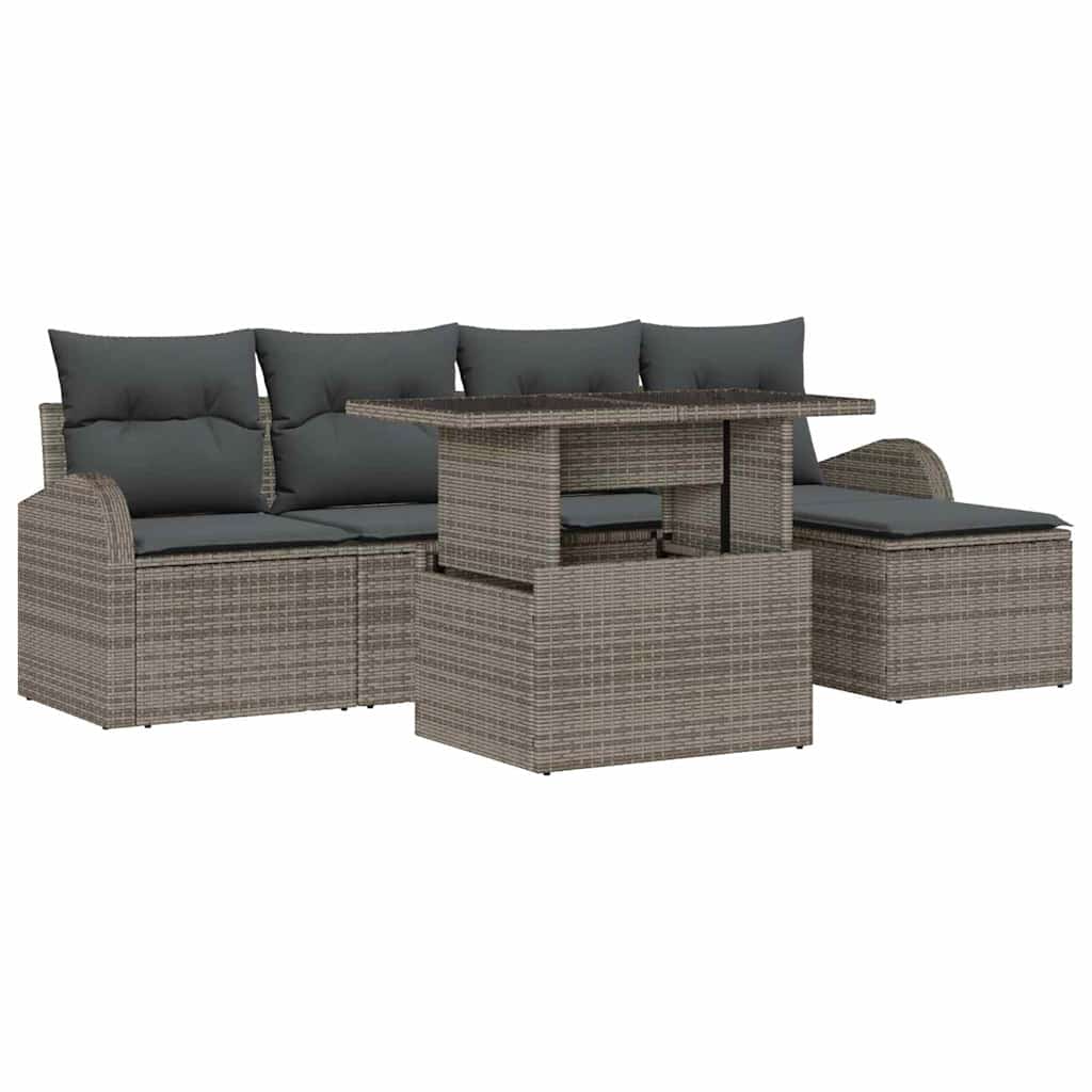 Gartensofa-set 6 stk. Grau Poly-Rattan