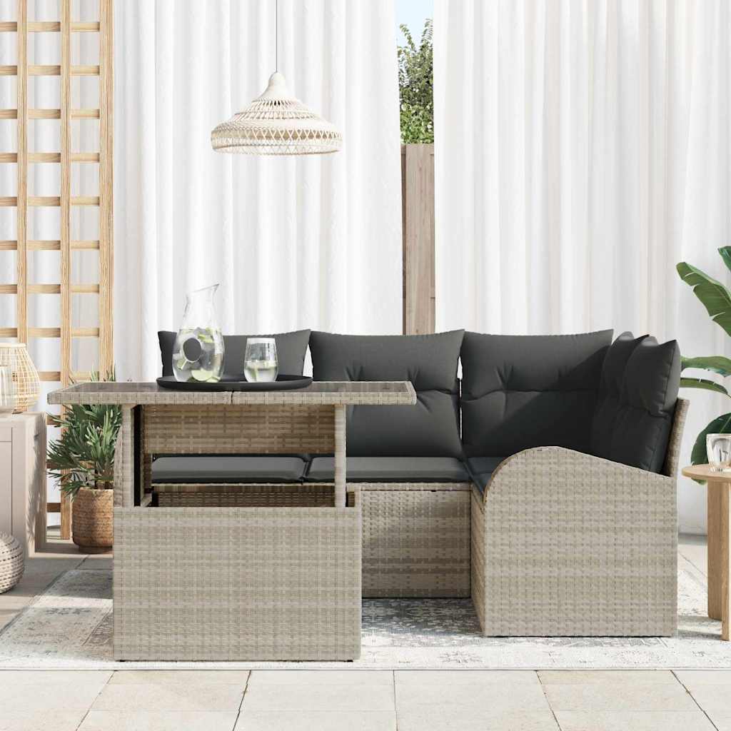 Gartensofa-set 5 Stk. Hellgrau Poly-Rattan