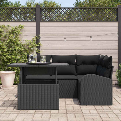 Gartensofa-set 5 stk. Schwarz Poly-Rattan