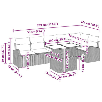 Gartensofa-set 7 stk. Schwarz Poly-Rattan