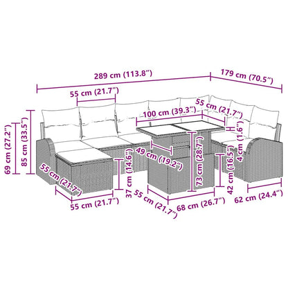 Gartensofa-set 9 stk. Schwarz Poly-Rattan