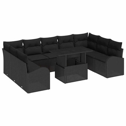 Gartensofa-set 10 stk. Schwarz Poly-Rattan