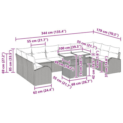 Gartensofa-set 11 stk. Schwarz Poly-Rattan