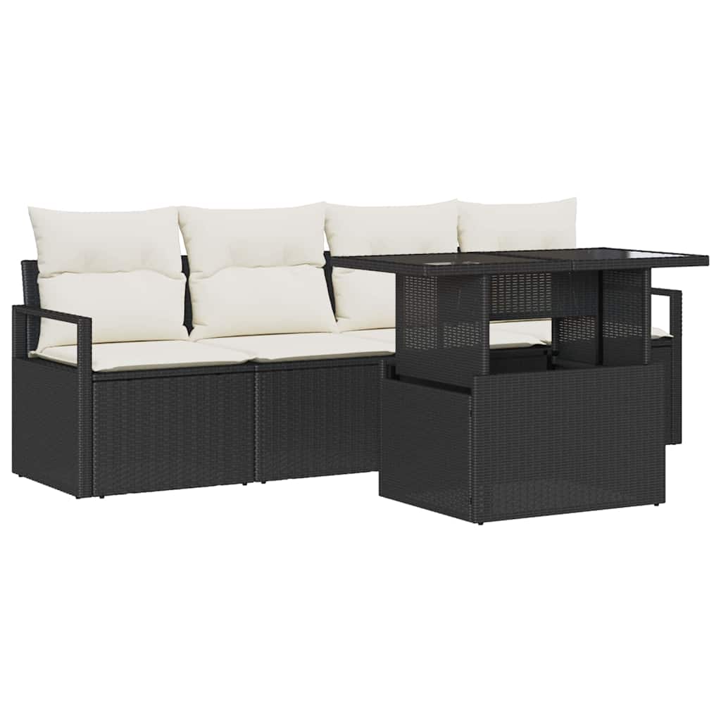 Gartensofa-set 5 stk. 4-Sitzanzahl Schwarz und Creme