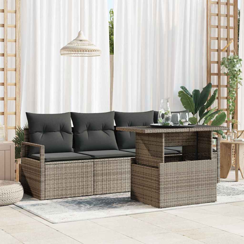 Gartensofa-set 5 stk. 4-Sitzanzahl Grau Poly-Rattan