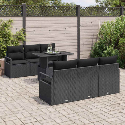 Gartensofa-set 7 stk. 6-Sitzanzahl Schwarz Poly-Rattan