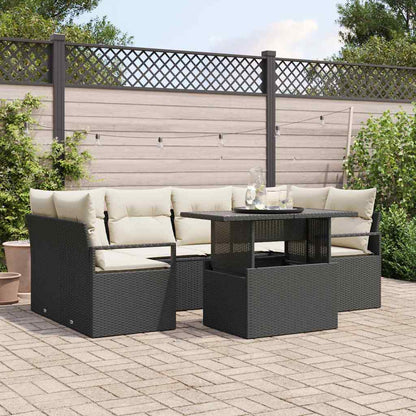 Gartensofa-set 7 stk. 6-Sitzanzahl Schwarz Poly-Rattan