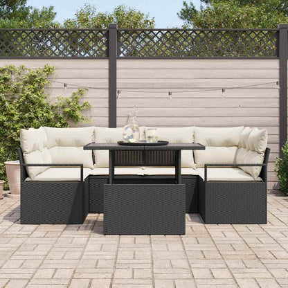 Gartensofa-set 7 stk. 6-Sitzanzahl Schwarz Poly-Rattan