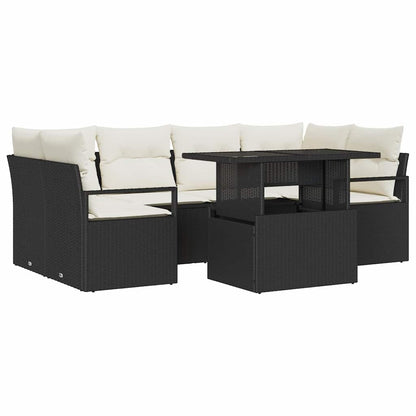 Gartensofa-set 7 stk. 6-Sitzanzahl Schwarz Poly-Rattan