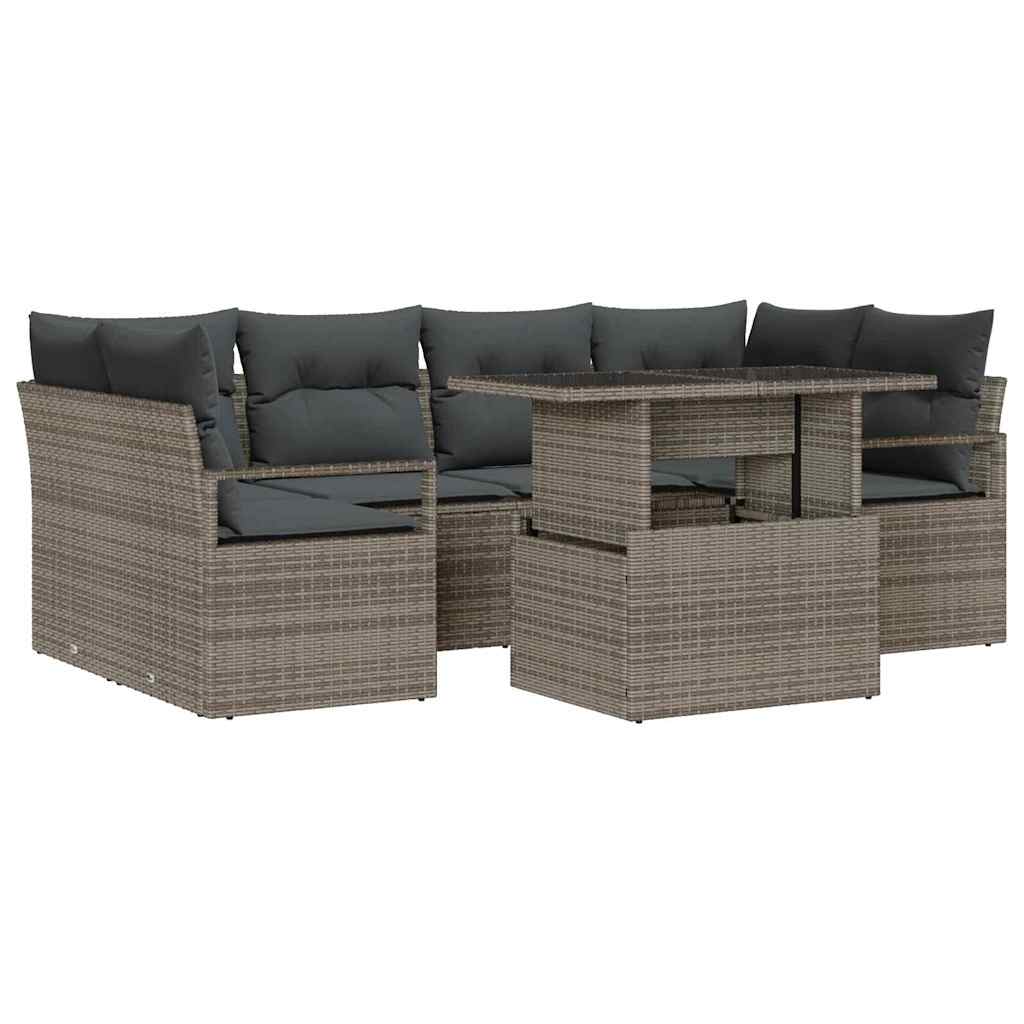 Gartensofa-set 7 stk. 6-Sitzanzahl Grau Poly-Rattan