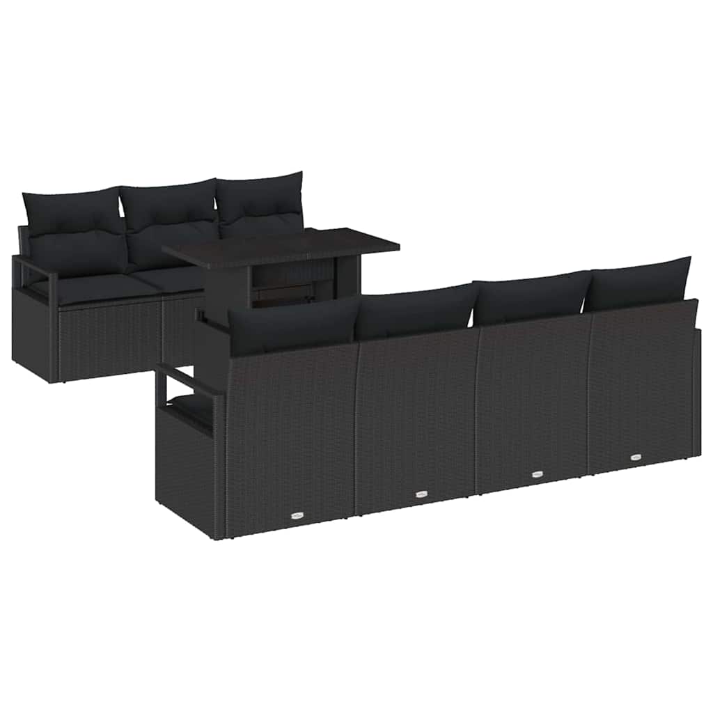 Gartensofa-set 8 stk. 7-Sitzanzahl Schwarz Poly-Rattan