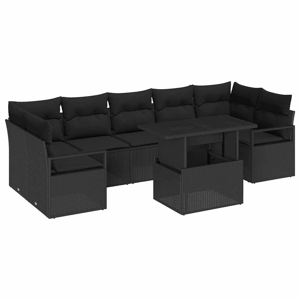 Gartensofa-set 8 stk. 7-Sitzanzahl Schwarz Poly-Rattan