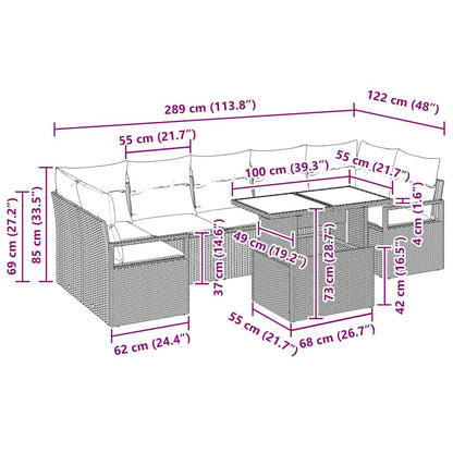 Gartensofa-set 8 stk. 7-Sitzanzahl Schwarz Poly-Rattan