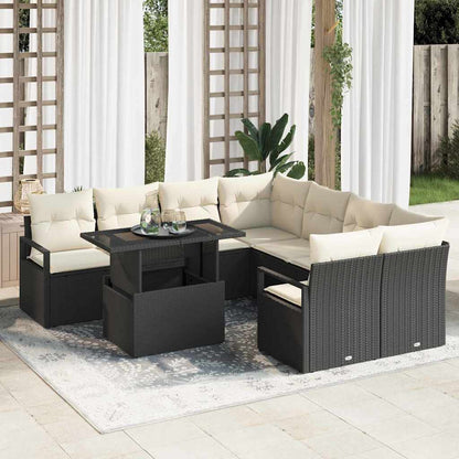 Gartensofa-set 9 stk. 8-Sitzanzahl Schwarz und Creme