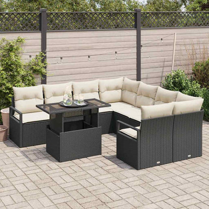 Gartensofa-set 9 stk. 8-Sitzanzahl Schwarz und Creme