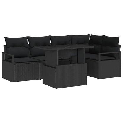 Gartensofa-set 6 stk. 5-Sitzanzahl Schwarz Poly-Rattan