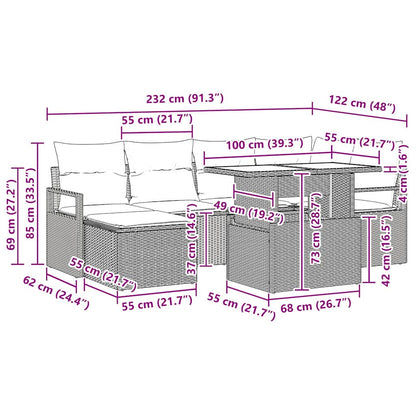Gartensofa-set 7 stk. Schwarz Poly-Rattan