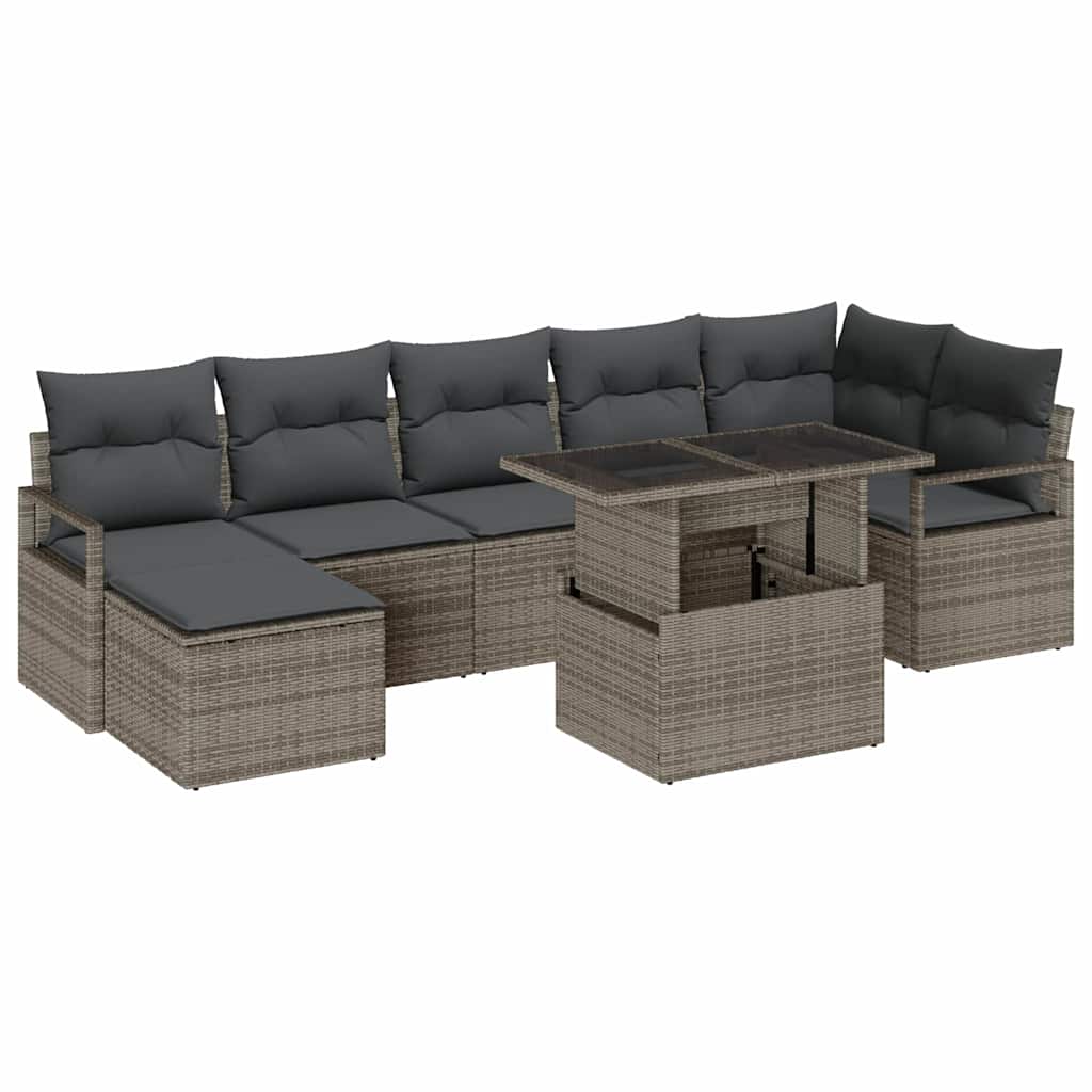 Gartensofa-set 8 stk. Grau Poly-Rattan