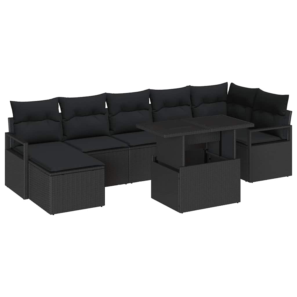 Gartensofa-set 8 stk. Schwarz Poly-Rattan