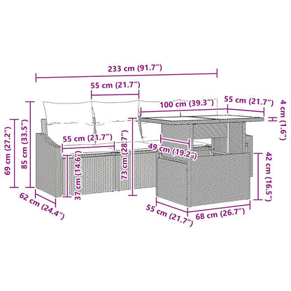 Gartensofa-set 5 stk. Schwarz Poly-Rattan