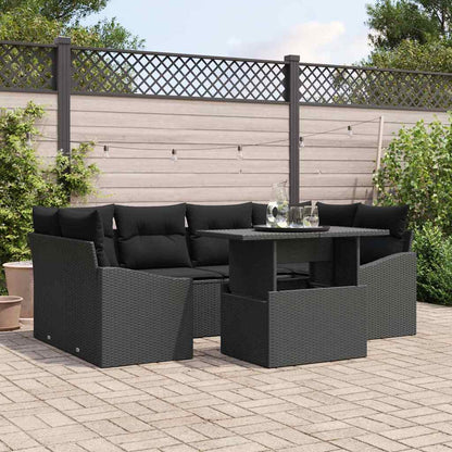 Gartensofa-set 7 stk. Schwarz Poly-Rattan