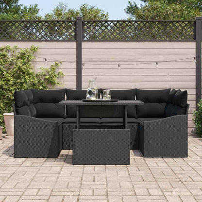 Gartensofa-set 7 stk. Schwarz Poly-Rattan