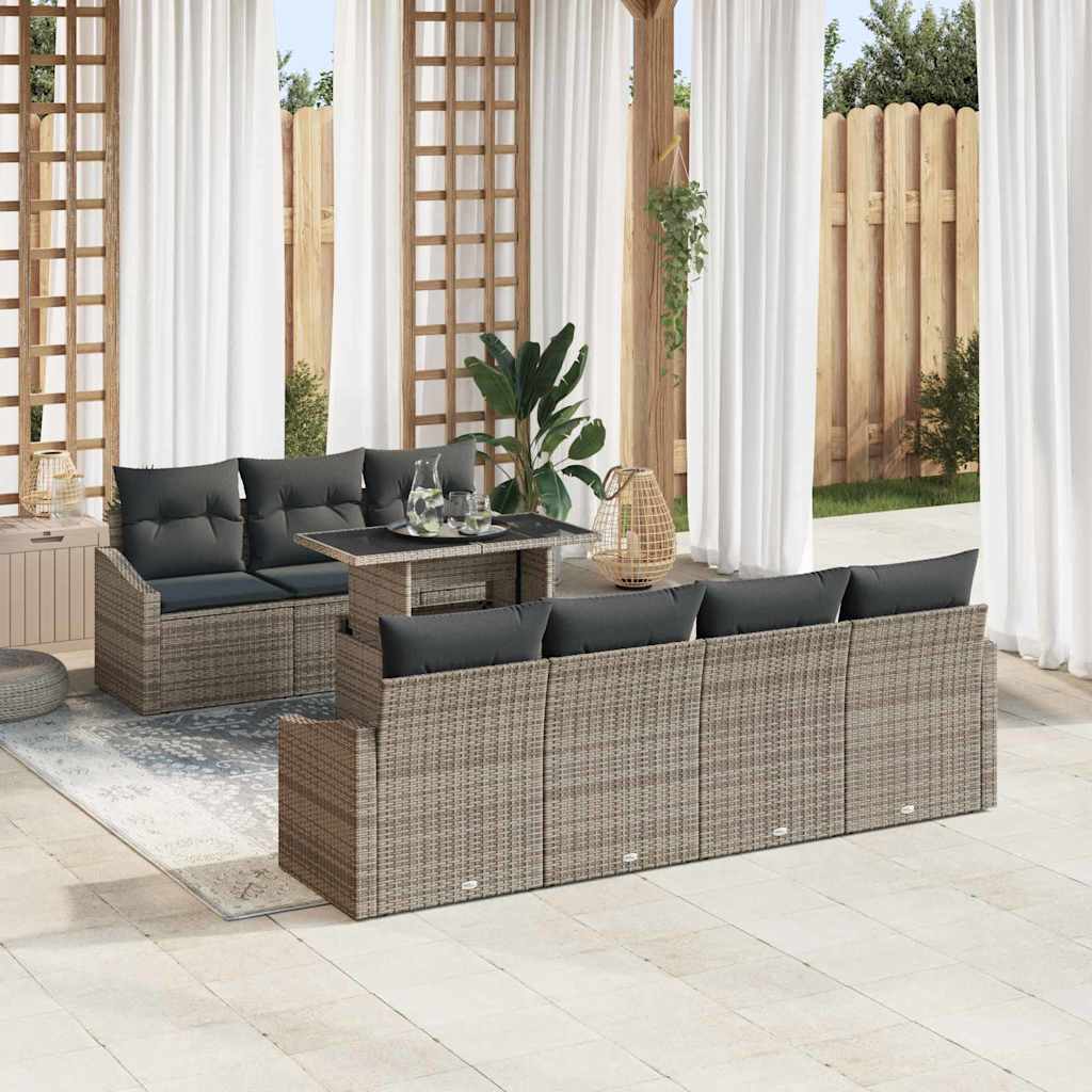 Gartensofa-set 8 stk. Grau Poly-Rattan