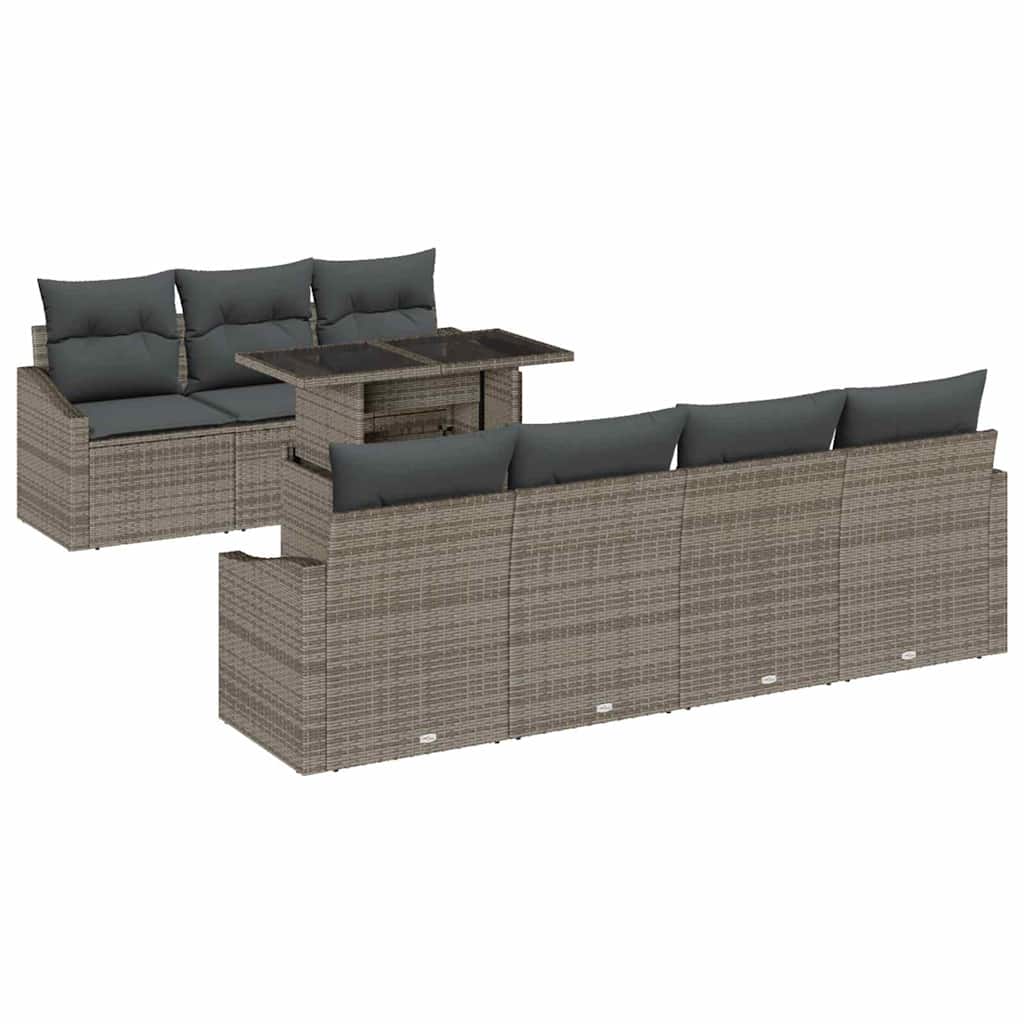 Gartensofa-set 8 stk. Grau Poly-Rattan
