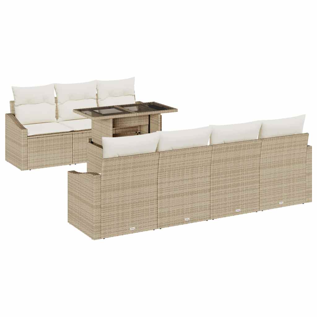Gartensofa-set 8 stk. Beige und Creme Poly-Rattan