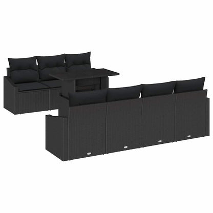 Gartensofa-set 8 stk. Schwarz Poly-Rattan