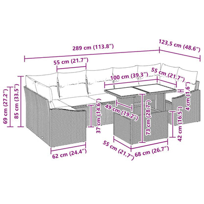 Gartensofa-set 8 stk. Schwarz Poly-Rattan
