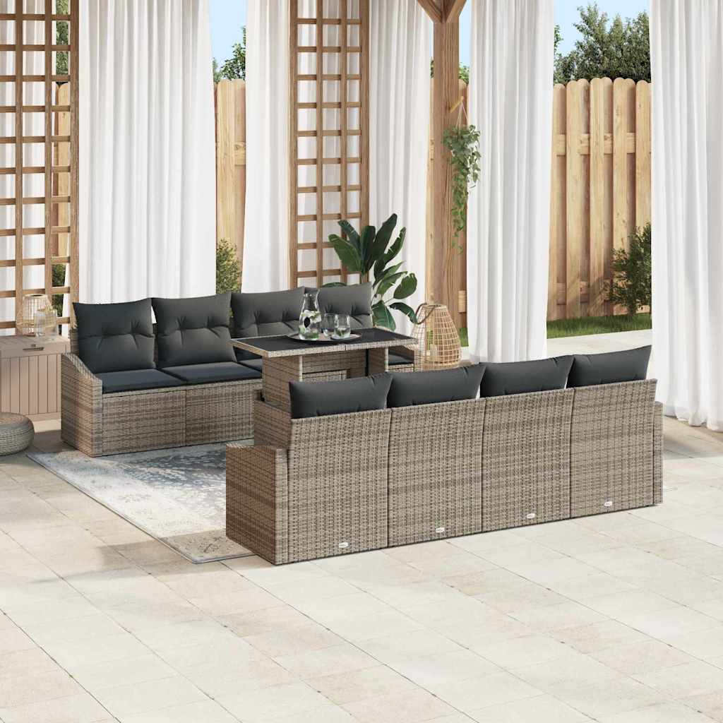 Gartensofa-set 7 stk. Grau Poly-Rattan