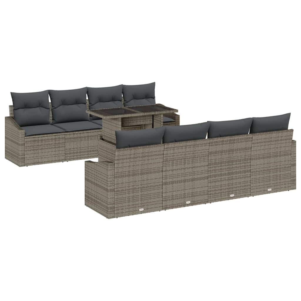 Gartensofa-set 7 stk. Grau Poly-Rattan