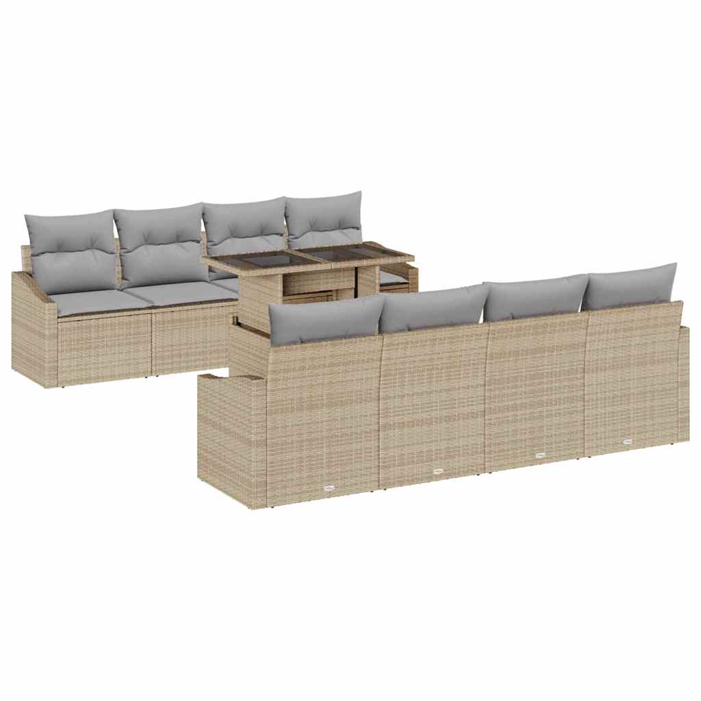 Gartensofa-set 7 Stk. Beige und Hellgrau Poly-Rattan