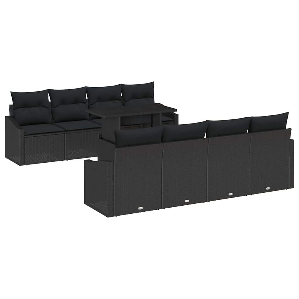 Gartensofa-set 7 stk. Schwarz Poly-Rattan