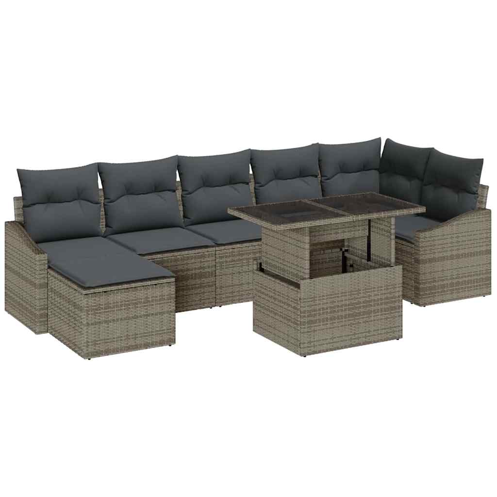 Gartensofa-set 8 Stk. Grau Poly-Rattan