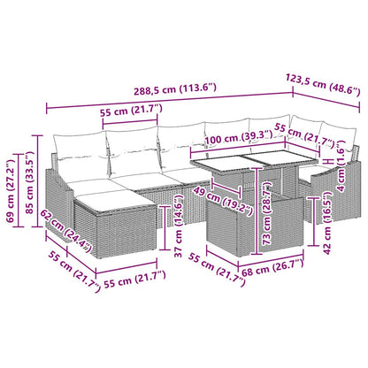 Gartensofa-set 8 stk. Schwarz Poly-Rattan