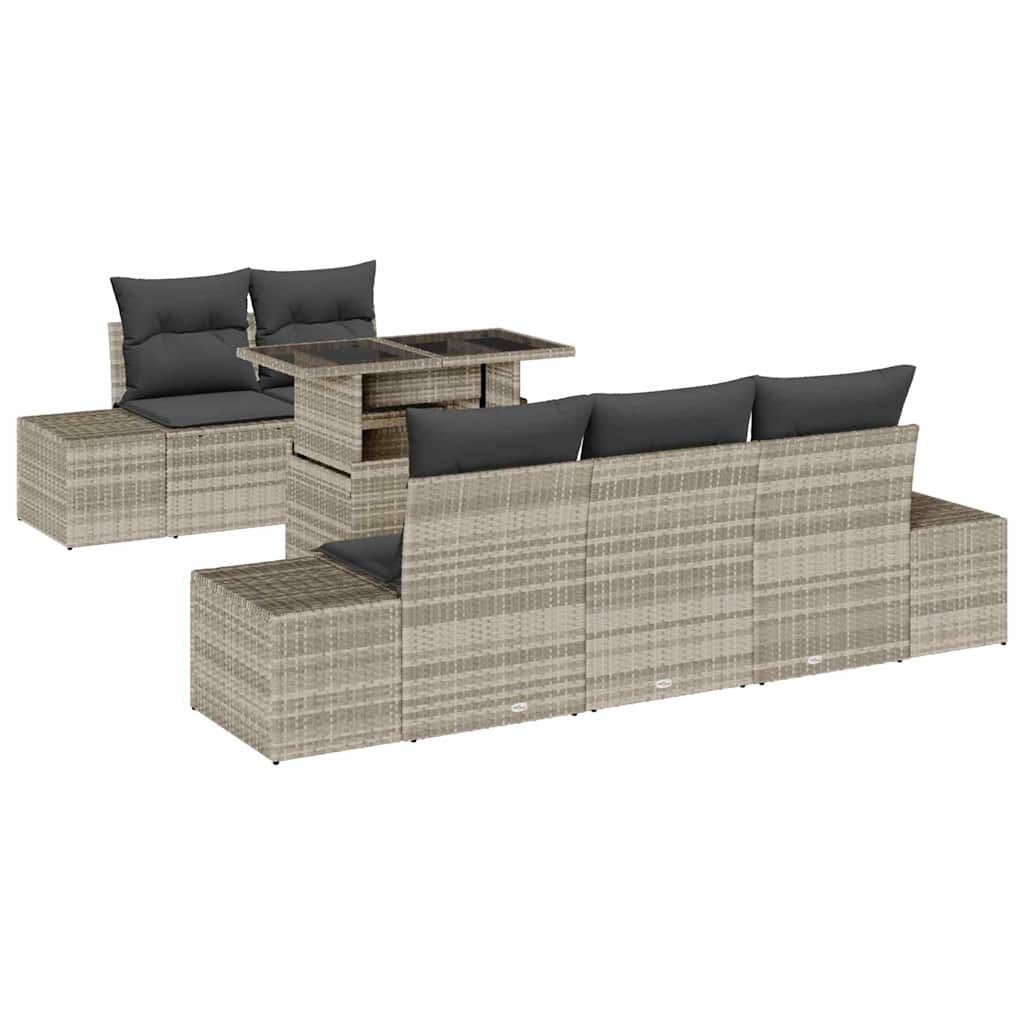 Sofa Set 6 stk. Hellgrau Poly-Rattan