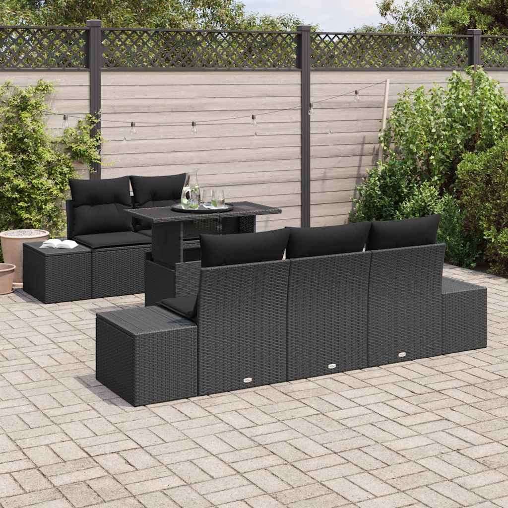 Sofa Set 6 stk. Schwarz Poly-Rattan