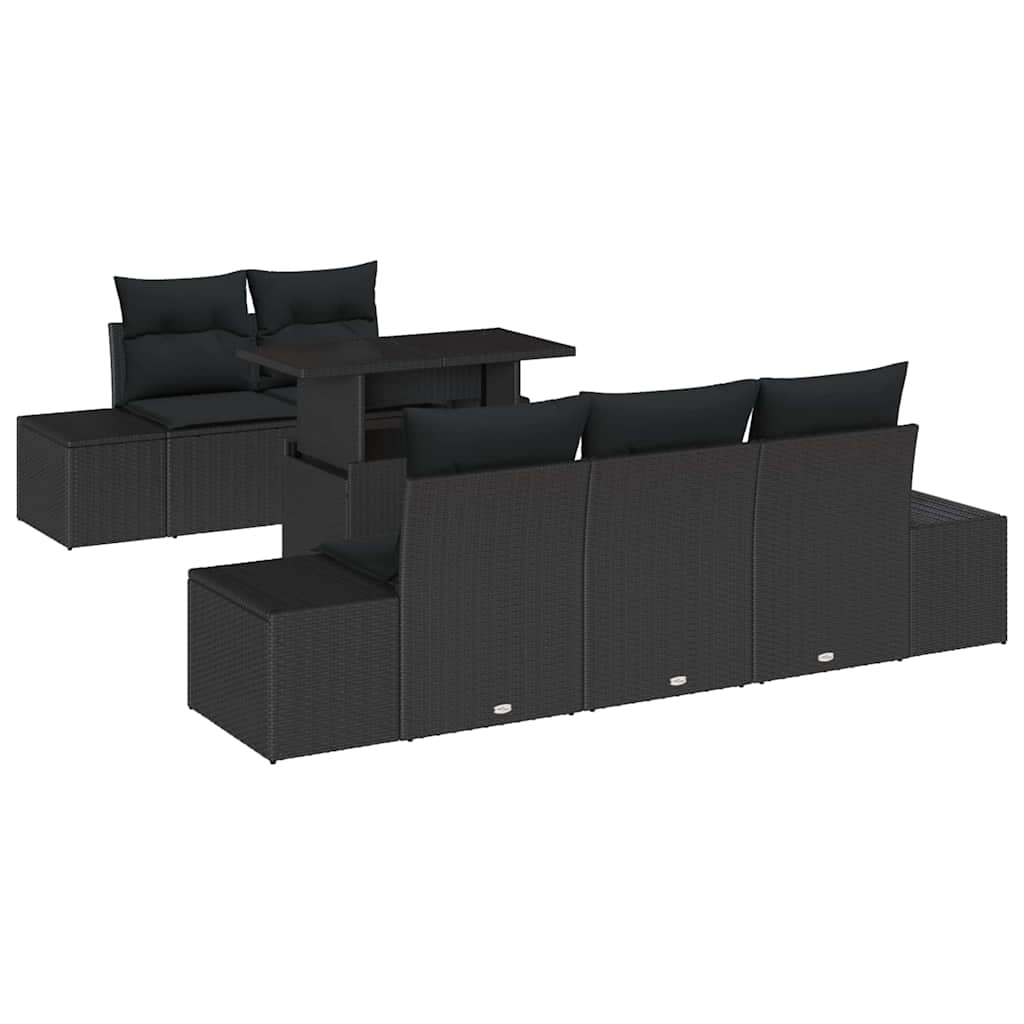 Sofa Set 6 stk. Schwarz Poly-Rattan