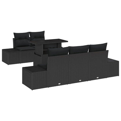 Sofa Set 6 stk. Schwarz Poly-Rattan