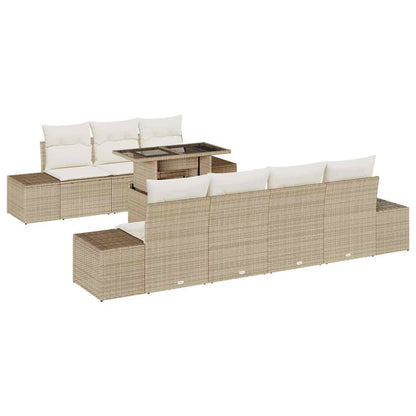Sofa Set 8 stk. Beige und Creme Poly-Rattan