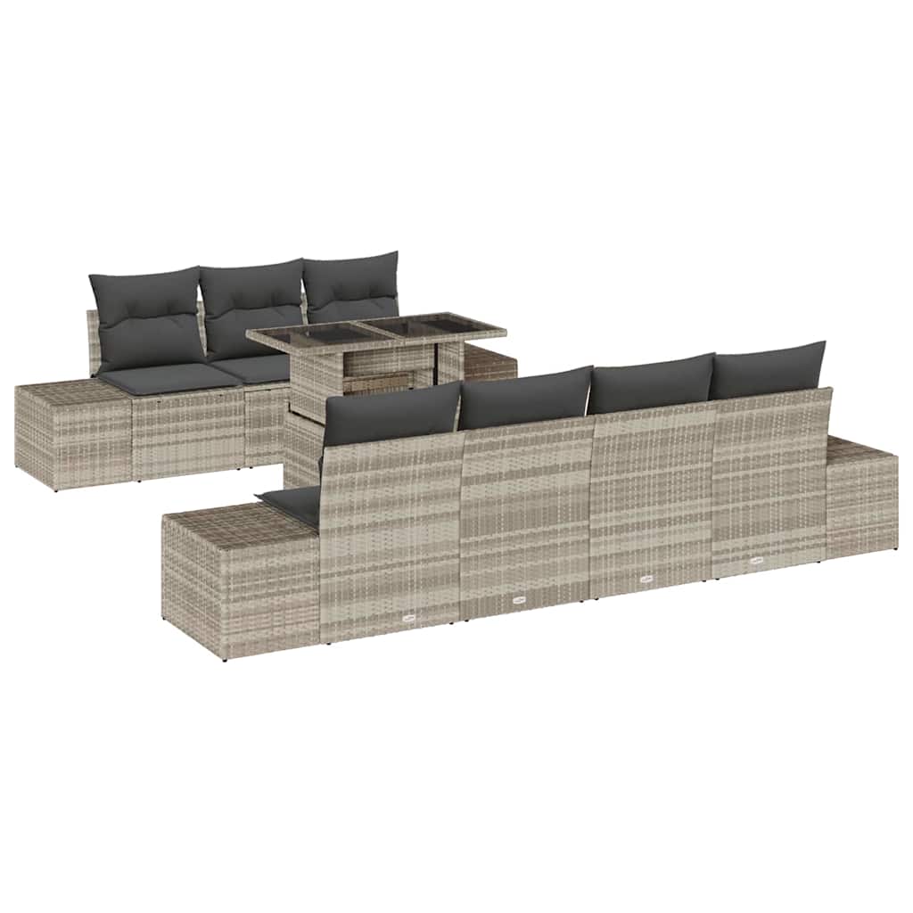Sofa Set 8 Stk. Hellgrau Poly-Rattan