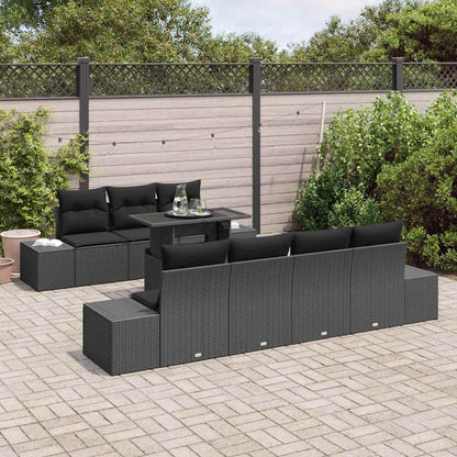 Sofa Set 8 stk. Schwarz Poly-Rattan