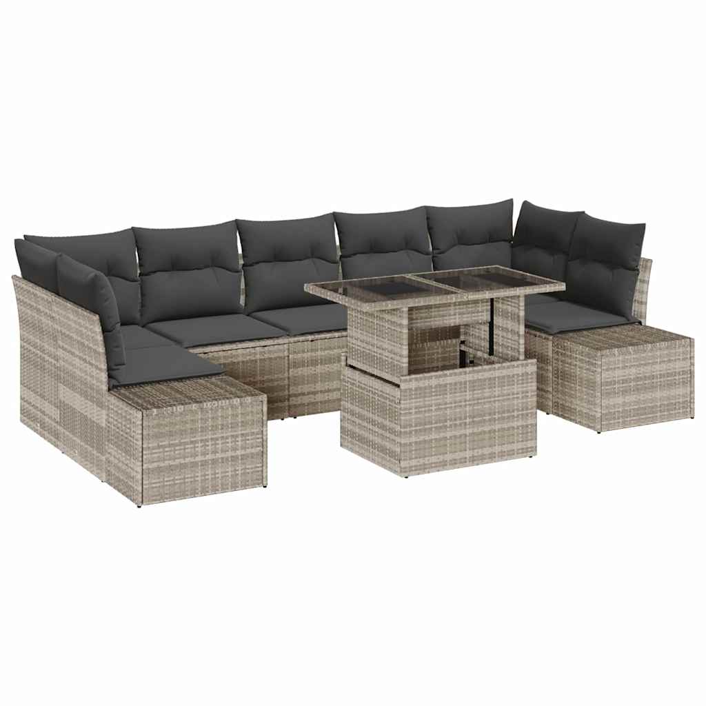 Sofa Set 8 Stk. Hellgrau Poly-Rattan