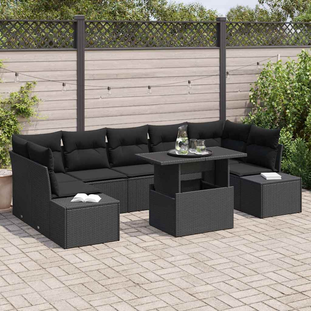 Sofa Set 8 stk. Schwarz Poly-Rattan